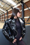 Marlene Women's Black Thick Shoulder Pad Piece Faux Leather Short Jacket with Waist Belt Der01 - 5
