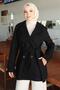 Button Detailed Cashmere Coat Black 19274 - 2