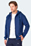 Majestic I Men's Zippered Hooded Pocket Navy Blue Sweatshirt - 6