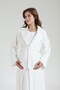 Women's Ecru Jacquard Shawl Collar Maternity Nursing Nightdress Robe Set - 5