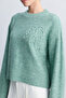 Water Green Flower Detail Knitwear Sweater - 4