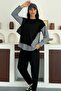 Women's Striped Long-Sleeve Shirt Detailed Round Neck Sweatshirt Modal Set - 3