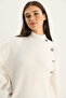 Women's White Half Turtleneck Loose Sweater with Accessory Detail Tk251144 60283741 - 5