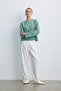 Water Green Flower Detail Knitwear Sweater - 3