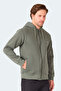 Majestic I Men's Zippered Hooded Pocket Khaki Sweatshirt - 3