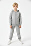 3 İplik Kışlık Ş Fleece-Lined Plain Unprinted Zippered K Hooded 4-Piece Boys' Tracksuit Set - 3