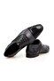 Black Color Lace-Up Genuine Leather Men's Shoes - 2