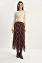 Women's Brown Plaid Patterned Wrinkle Effect Lined Midi Chiffon Skirt De251105 60283760 - 7