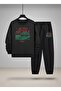 Boy's Crew Neck Sweatshirt and Sweatpants Set Auto Archive Printed 3 Thread Raised Lettering