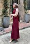 Button Detailed Dress Burgundy - 2