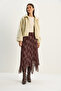 Women's Brown Plaid Patterned Wrinkle Effect Lined Midi Chiffon Skirt De251105 60283760 - 2
