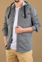 Men's Slim Fit Hooded Denim Shirt Gray - 3