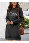    Women's Long Sleeve Crew Neck Short Viscose Two Thread Dress - 3