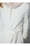 Women's Detailed Belted Ecru/Gold Cardigan - 4