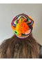 Hand Knitted Women's Beanie with Colorful Motifs - 3