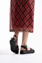 Black Genuine Leather Women's Sandals with Knitted Straps and Ankle Buckle - 6
