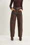 Women's Brown Pocket Detailed Belted Baggy Denim Trousers 5288 60283781 - 3