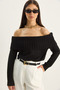 Women's Black Madonna Collar Basic Knitwear Sweater 60283777 - 3