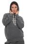 Women's Anthracite Hooded Kangaroo Pocket Fleece-Lined 3 Thread Winter Casual Tracksuit Set with Fleece Inside - 3