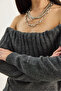 Women's Anthracite Madonna Collar Basic Knitwear Sweater 60283777 - 6