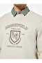 Long Sleeve Ribbed Crew Neck Printed Sweatshirt - 5