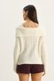 Women's Cream Boat Neck Button Detailed Knitwear Sweater 9059 60283778 - 7