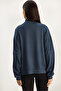 Women's Smoked Stand Collar Half Zipper Pocket Detailed Oversize Modal Sweatshirt 60601053 - 7