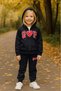 Girl's Heart Detailed Zippered Navy Blue 100% Cotton Set - 2