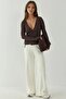 Double Breasted Lacing Detail Soft Fabric Ballerina Blouse - 5