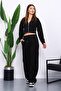 Black Hooded Cardigan with Pants Thessaloniki Set
