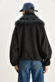 Women's Anthracite Mobile Fur Collar Zippered Cashmere Bomber Jacket 38185 60283786 - 8