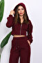 Plum Hooded Cardigan with Pants Thessaloniki Set - 3