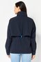 Women Embroidered Logo Parka Jacket, Navy - 4