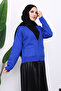 Cobalt Blue Double Pocket Zippered Knitwear Cardigan - 3