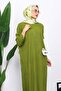 Green Crew Neck Side Slit Knitwear Dress - 3