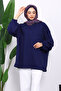 Navy Blue Balloon Sleeve Oversized Sweatshirt