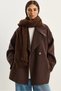 Women's Bitter Brown Wide Collar Pocket Detailed Oversize Cashmere Coat 38183 60283785