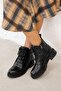 Anastasia Lace-Up Genuine Leather Women's Boots Black - 2