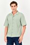 Men Regular Fit Chambray Short Sleeves Casual Shirt, Sage Green