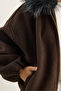 Women's Bitter Brown Mobile Fur Collar Zippered Cashmere Bomber Jacket 38185 60283786 - 7