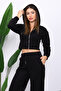 Black Hooded Cardigan with Pants Thessaloniki Set - 3