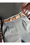 Ray Plain Patterned Women's Gold Buckle Waist Belt Coat Belt Dress Belt Trouser Belt - 2