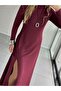    Women's Long Sleeve Turtleneck Deep Slit Detail Crepe Dress - 5