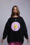 Women's Oversized Sweatshirt Dress Cute Duck Printed Black – Crew Neck, 3 Thread Ş Fleece-Lined Fleece - 2