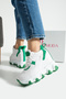 New Season White Green Hidden Wedge Heel Sneakers Heel Height Total 10 cm - 4