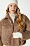 Women's Oscar Faux Fur Tan Bomber Jacket