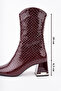Women's Snake Pattern Patent Leather Heeled Boots 6.5 cm Thick Heel Stylish and Modern Daily Design - 7