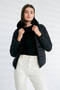 Puffer Jacket with Pocket and Hood Detail Black
