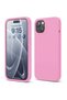 Silicone case iPhone 15, with microfiber, thin, protective, raised edges, pink