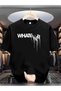 Unisex Oversized Whather Printed Crew Neck Short Sleeve Black T-Shirt